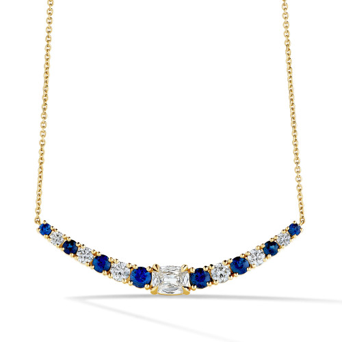 Long Sapphire and Diamond Bar Necklace