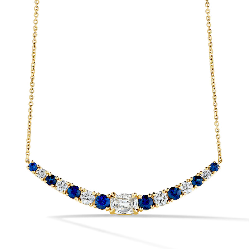 Long Sapphire and Diamond Bar Necklace