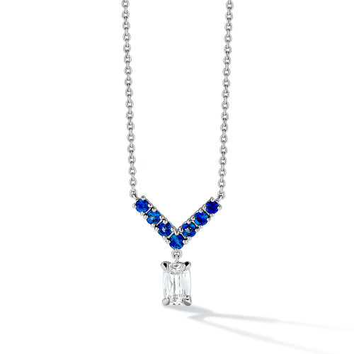 Sapphire and Diamond V Drop Pendant