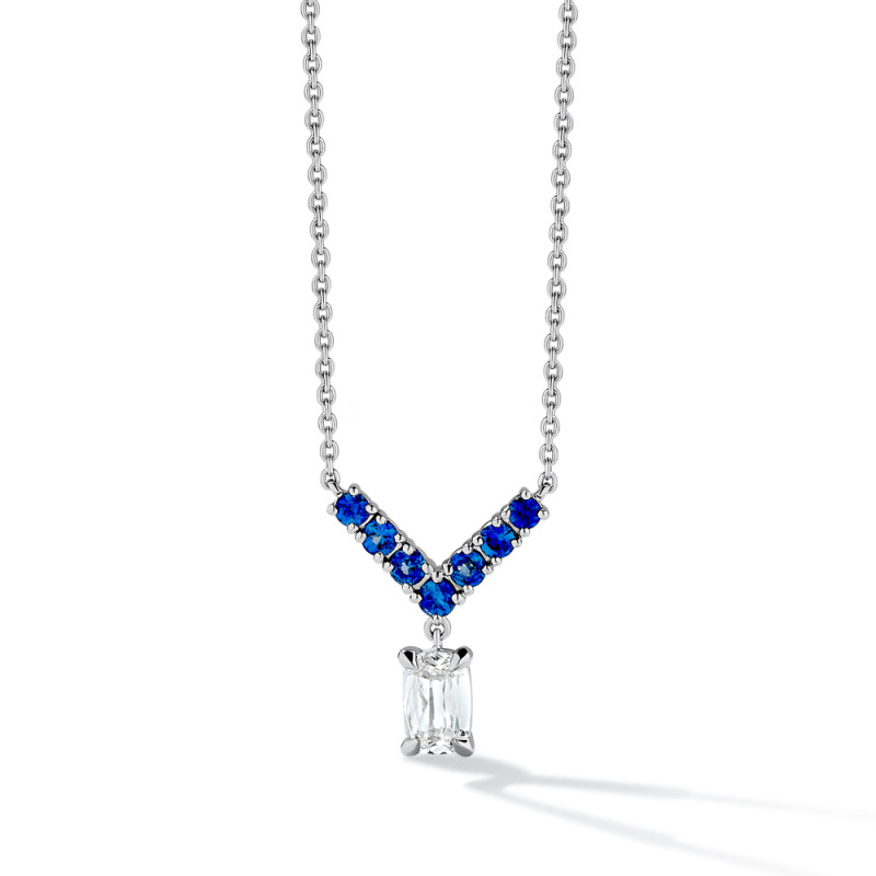 Sapphire and Diamond V Drop Pendant