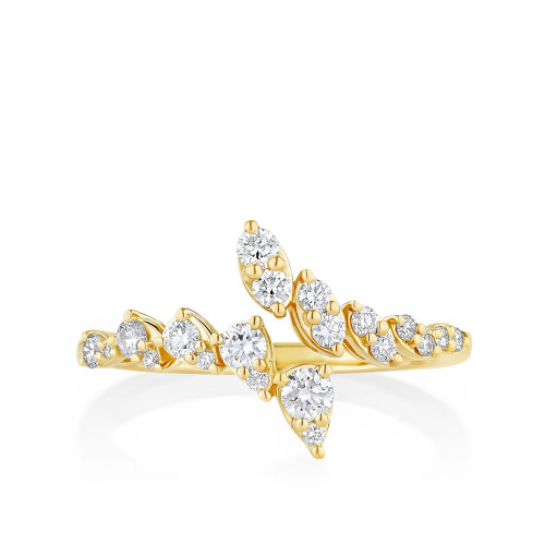 Marquise and Pear Shaped Bypass Ring with Round Diamond Accents