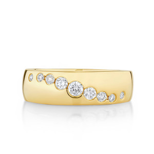 Mosaic Wave Flush Set Diamond Band