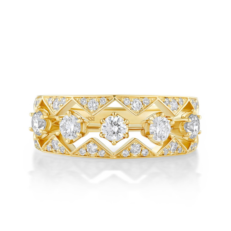 Floating Diamond Band with Angular Diamond Border