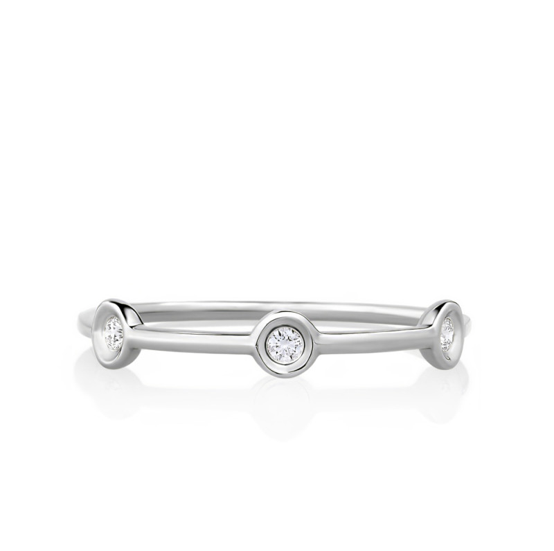 Three Spaced Out Bezel Set Diamonds