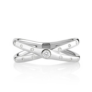 Criss Cross Band with Flush Set Diamonds