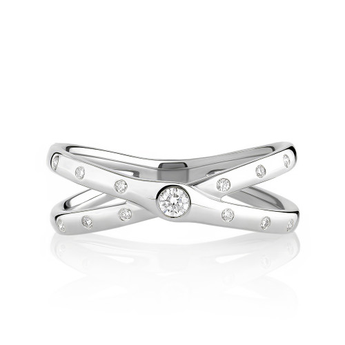 Criss Cross Band with Flush Set Diamonds
