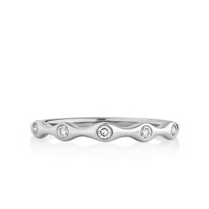 Scalloped Gold Band with Five Round Diamonds