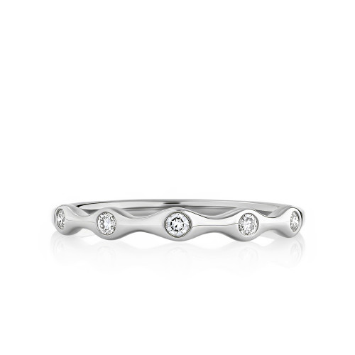 Scalloped Gold Band with Five Round Diamonds