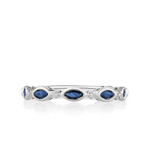 Bezel Set Marquise Sapphire and Diamond Band