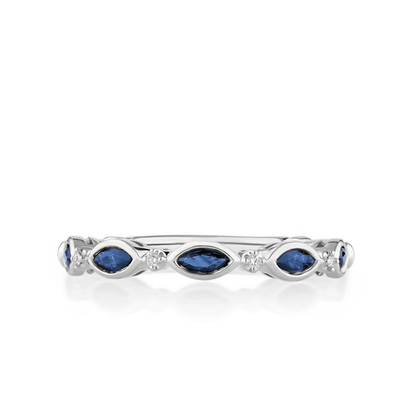 Bezel Set Marquise Sapphire and Diamond Band