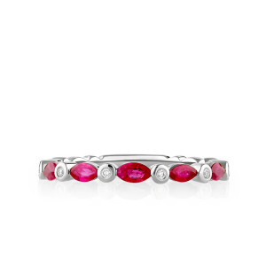 Marquise Ruby and Diamond Band