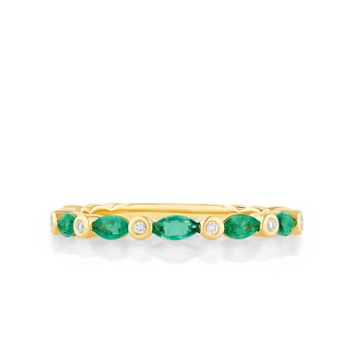Marquise Emerald and Diamond Band