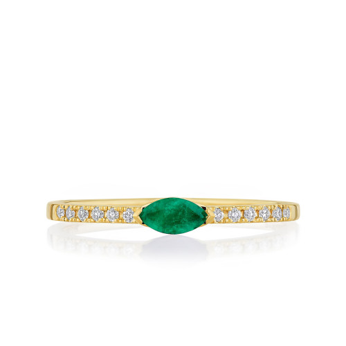 Emerald Marquise with Round Diamond Band