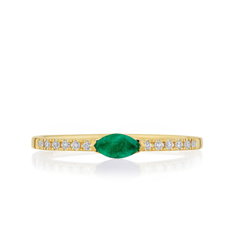 Emerald Marquise with Round Diamond Band