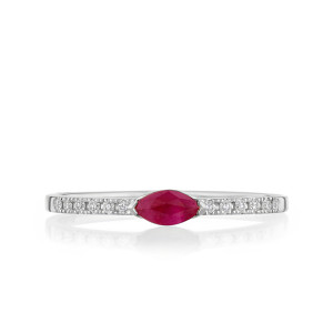 Ruby Marquise with Round Diamond Band