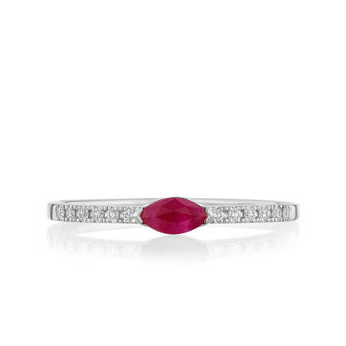 Ruby Marquise with Round Diamond Band