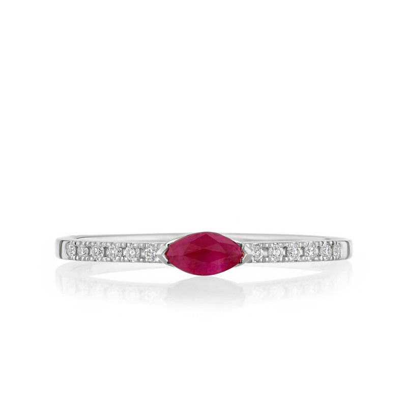 Ruby Marquise with Round Diamond Band