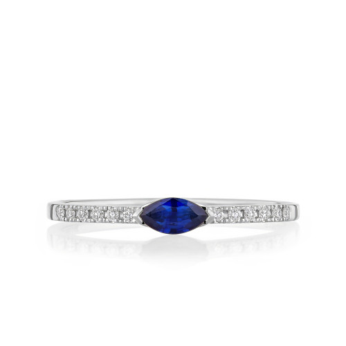 Sapphire Marquise with Round Diamond Band