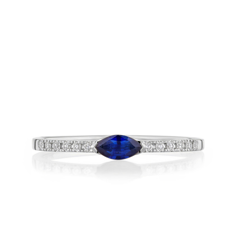 Sapphire Marquise with Round Diamond Band