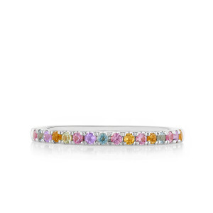 Multi-Color Gemstone Straight Line Band
