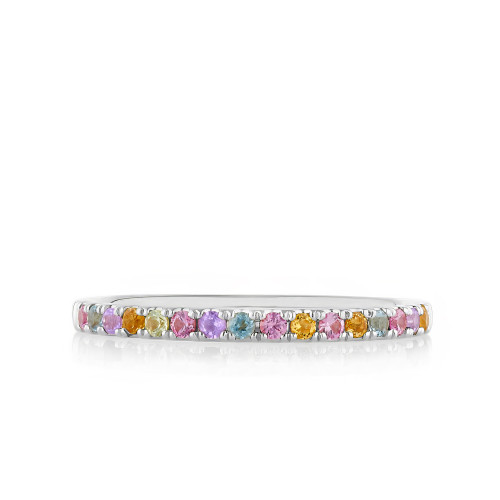 Multi-Color Gemstone Straight Line Band