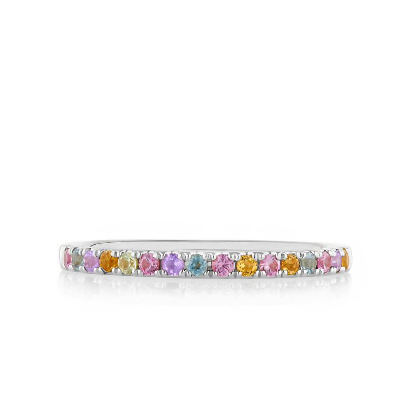 Multi-Color Gemstone Straight Line Band