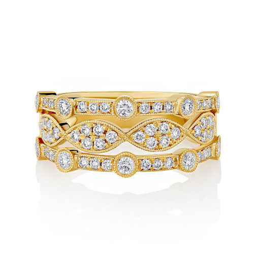 Three Row Eyelet Milgrain Diamond Band