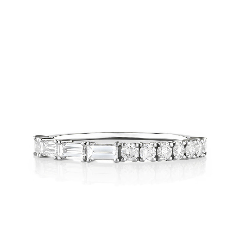 Split Baguette and Round Diamond Band