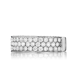 Triple Row Diamond Band with Hidden Profile Detailing