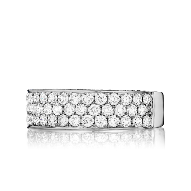 Triple Row Diamond Band with Hidden Profile Detailing