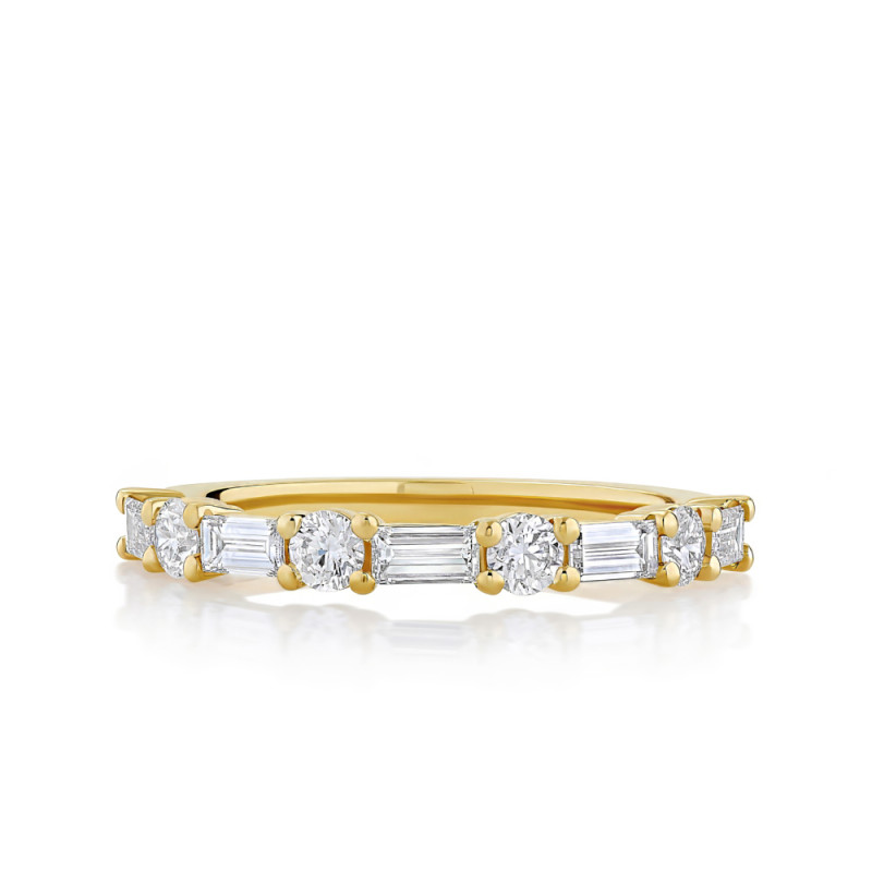 Alternating Baguette and Round Diamond Band