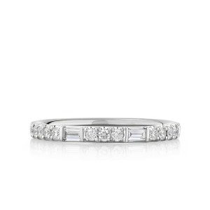 Two Baguette Diamond Band with Separating Round Diamonds