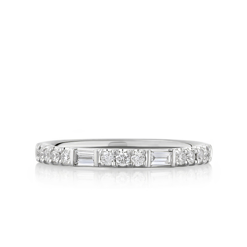 Two Baguette Diamond Band with Separating Round Diamonds