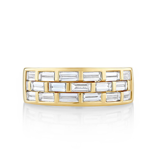 Three Row Bar Set Baguette Diamond Band