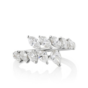 Delicate Marquise and Pear Diamond Bypass Band