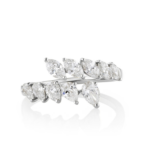 Delicate Marquise and Pear Diamond Bypass Band