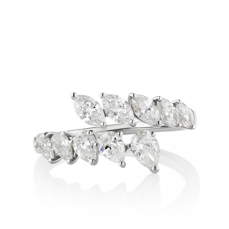 Delicate Marquise and Pear Diamond Bypass Band