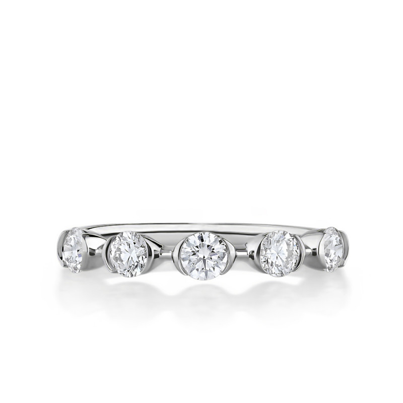 Five Spaced Half Bezel Round Diamond Band