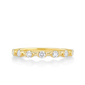 Seven Spaced Half Bezel Round Diamond Band