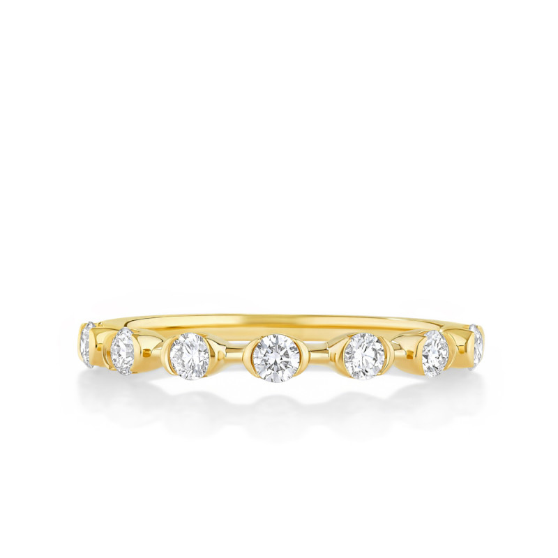 Seven Spaced Half Bezel Round Diamond Band
