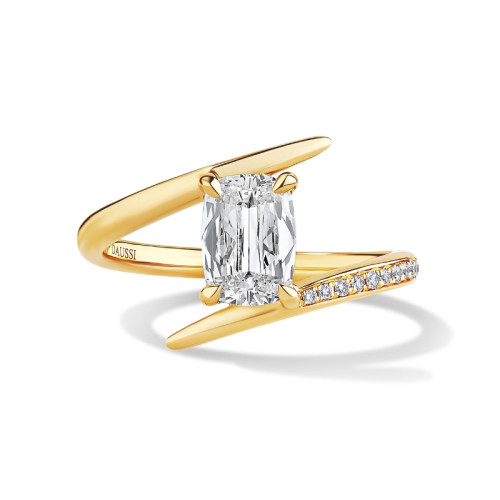 Cushion Bypass Engagement Ring with Pave Accent